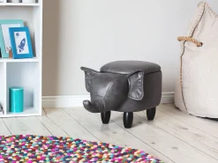 Säilytys<Beliani Elainjakkara Keinonahka Säilytystila Tummanharmaa 70 X 32 Cm Elephant