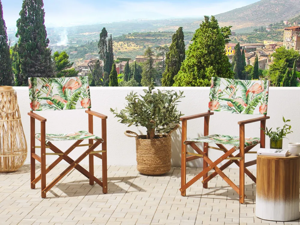 Tekstiilit<Beliani Flamingokuviollinen Vaihtokangas Puutarhatuoliin 2 Kpl Cine