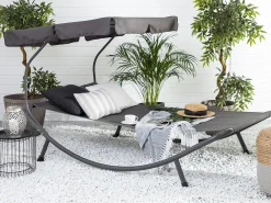 New Beliani Harmaa Aurinkotuoli Katoksella Terno