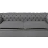 Sohvat<Beliani Harmaa 3-Istuttava Nahkasohva Chesterfield