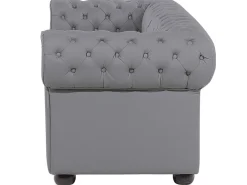 Sohvat<Beliani Harmaa 3-Istuttava Nahkasohva Chesterfield