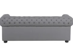 Sohvat<Beliani Harmaa 3-Istuttava Nahkasohva Chesterfield