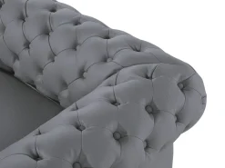 Sohvat<Beliani Harmaa 3-Istuttava Nahkasohva Chesterfield