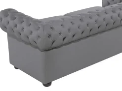 Sohvat<Beliani Harmaa 3-Istuttava Nahkasohva Chesterfield