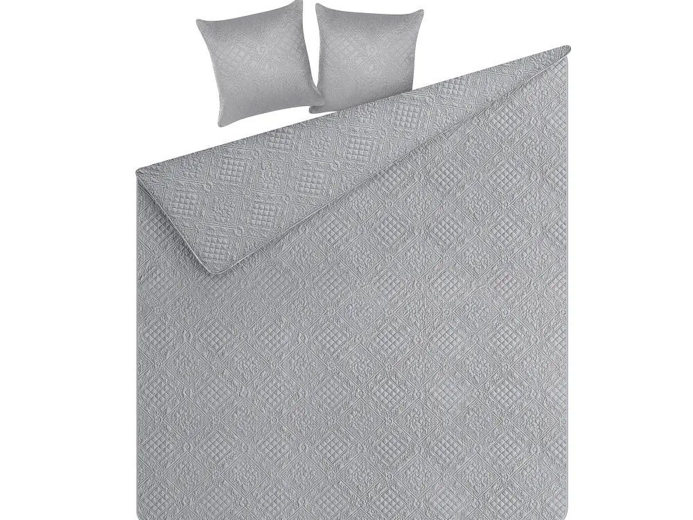 Tekstiilit<Beliani Harmaa Kohokuvioitu Paivapeittosetti 140 X 210 Cm Alamut