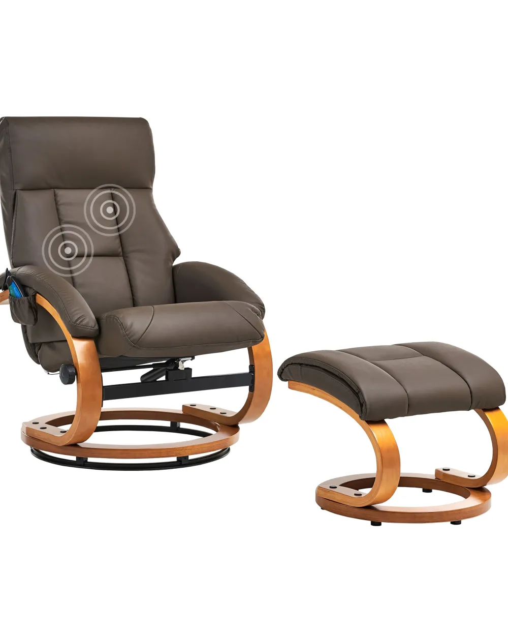 Nojatuolit<Beliani Hierontatuoli Jalkatuella Keinonahka Tummanruskea Force