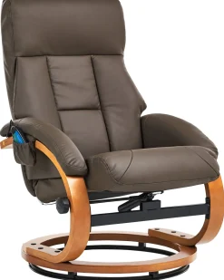 Nojatuolit<Beliani Hierontatuoli Jalkatuella Keinonahka Tummanruskea Force