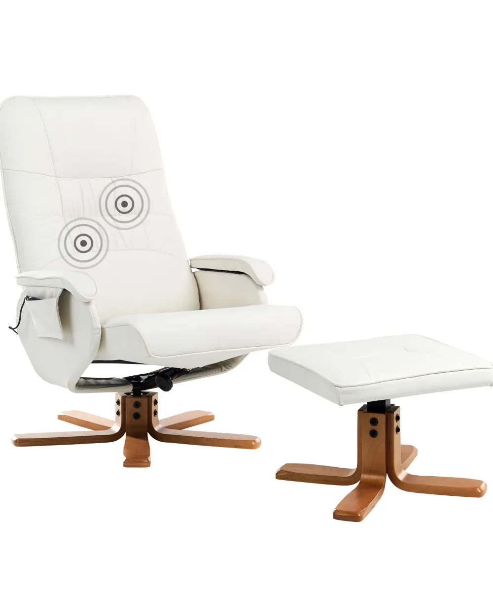 Best Sale Beliani Hierontatuoli Jalkatuella Keinonahka Kermanvalkoinen Relaxpro