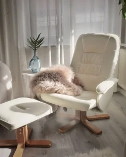 Best Sale Beliani Hierontatuoli Jalkatuella Keinonahka Kermanvalkoinen Relaxpro