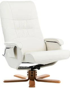 Best Sale Beliani Hierontatuoli Jalkatuella Keinonahka Kermanvalkoinen Relaxpro