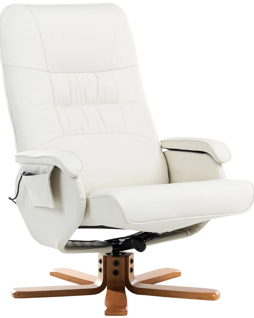 Best Sale Beliani Hierontatuoli Jalkatuella Keinonahka Kermanvalkoinen Relaxpro