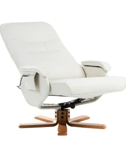 Best Sale Beliani Hierontatuoli Jalkatuella Keinonahka Kermanvalkoinen Relaxpro