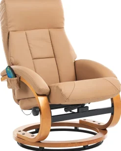 Best Sale Beliani Hierontatuoli Jalkatuella Keinonahka Hiekanruskea Force