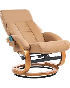 Best Sale Beliani Hierontatuoli Jalkatuella Keinonahka Hiekanruskea Force