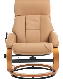 Best Sale Beliani Hierontatuoli Jalkatuella Keinonahka Hiekanruskea Force