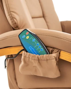 Best Sale Beliani Hierontatuoli Jalkatuella Keinonahka Hiekanruskea Force