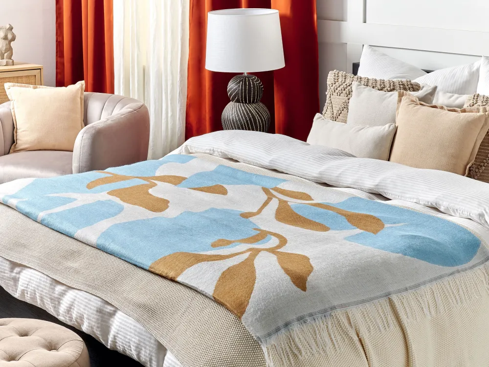 Tekstiilit<Beliani Huopa Beige/Sininen 130 X 170 Cm Hakui