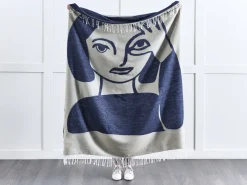 Tekstiilit<Beliani Huopa Beige/Sininen 130 X 170 Cm Halede