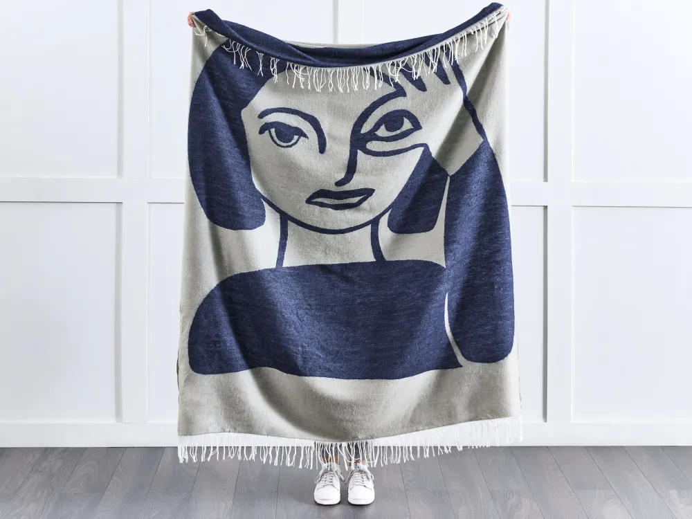 Tekstiilit<Beliani Huopa Beige/Sininen 130 X 170 Cm Halede