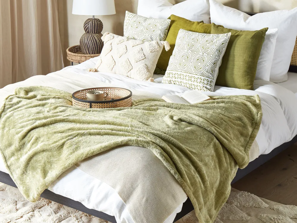 Fashion Beliani Huopa Kangas Oliivinvihrea 125 X 150 Cm Namdu