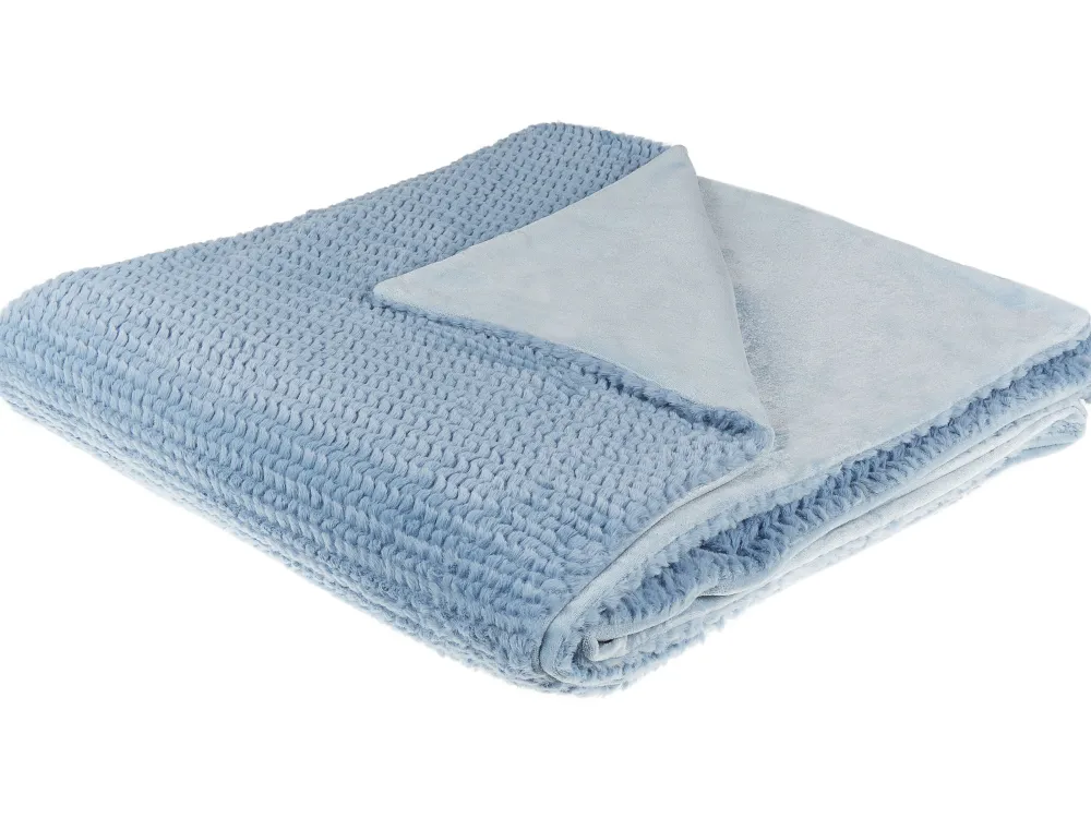 Tekstiilit<Beliani Huopa Kangas Sininen 200 X 220 Cm Bjas