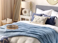 Tekstiilit<Beliani Huopa Kangas Sininen 200 X 220 Cm Bjas