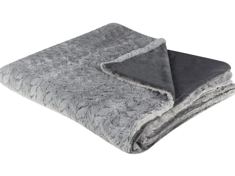 Tekstiilit<Beliani Huopa Kangas Vaaleanharmaa 200 X 220 Cm Saraswati