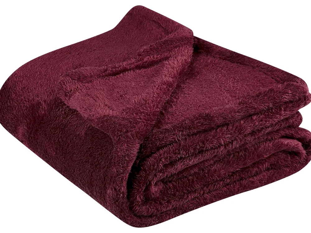 Tekstiilit<Beliani Huopa Kangas Viininpunainen 125 X 150 Cm Namdu