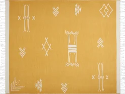 Tekstiilit<Beliani Huopa Keltainen/Valkoinen 130 X 170 Cm Jalkini