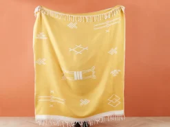 Tekstiilit<Beliani Huopa Keltainen/Valkoinen 130 X 170 Cm Jalkini