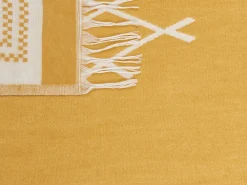 Tekstiilit<Beliani Huopa Keltainen/Valkoinen 130 X 170 Cm Jalkini