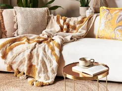 Discount Beliani Huopa Puuvilla Beige/Oranssi 130 X 180 Cm Mathura