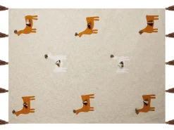 Store Beliani Huopa Puuvilla Beige/Oranssi 130 X 180 Cm Khandwa