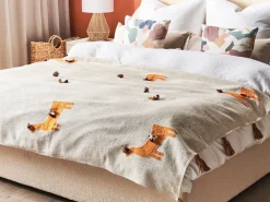 Store Beliani Huopa Puuvilla Beige/Oranssi 130 X 180 Cm Khandwa