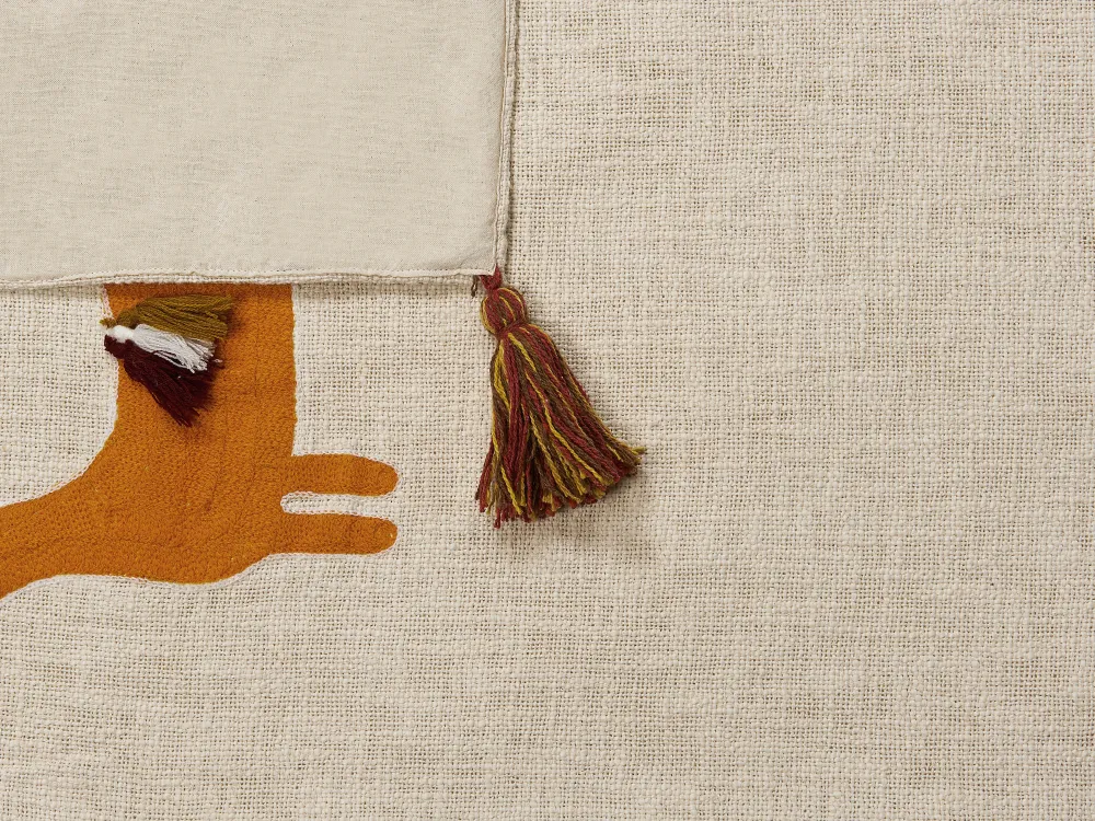 Store Beliani Huopa Puuvilla Beige/Oranssi 130 X 180 Cm Khandwa