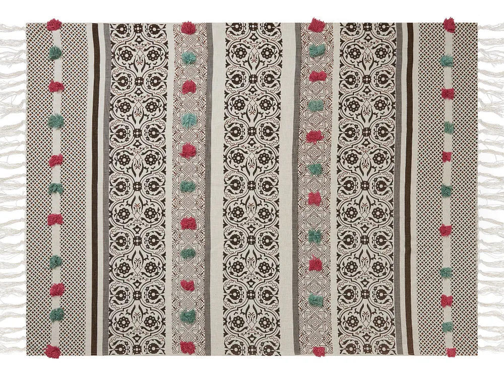 Tekstiilit<Beliani Huopa Puuvilla Beige/Ruskea 130 X 180 Cm Chinsurah