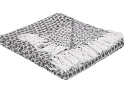 Best Sale Beliani Huopa Puuvilla Musta/Valkoinen 130 X 160 Cm Kiraman