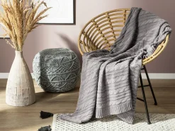 Tekstiilit<Beliani Huopa Puuvilla Vaaleanharmaa 110 X 180 Cm Anamur