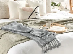 Cheap Beliani Huopa Puuvilla Vaaleanharmaa 125 X 150 Cm Nazilli