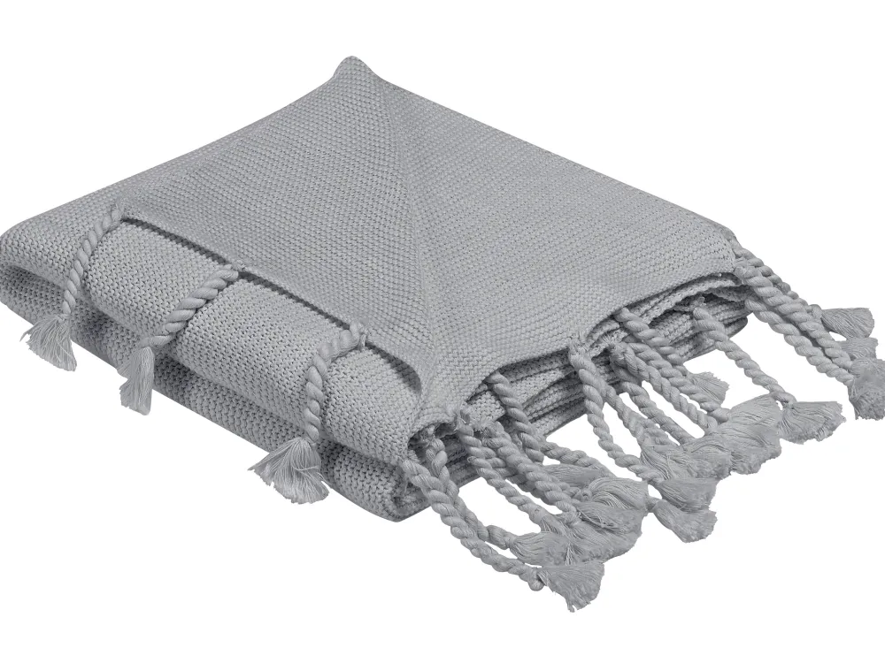 Cheap Beliani Huopa Puuvilla Vaaleanharmaa 125 X 150 Cm Nazilli