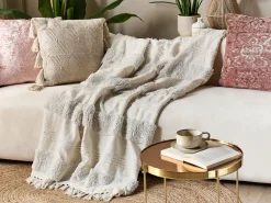 Tekstiilit<Beliani Huopa Puuvilla Valkoinen 130 X 180 Cm Raebareli