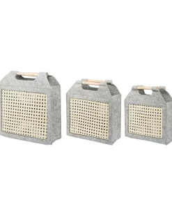 Discount Beliani Huopakori Vaaleanharmaa/Vaalea Puu 3 Kpl Sariot