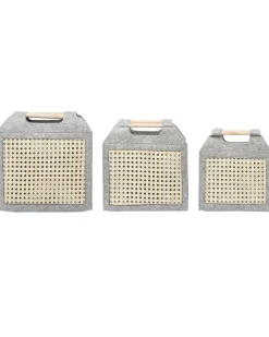 Discount Beliani Huopakori Vaaleanharmaa/Vaalea Puu 3 Kpl Sariot