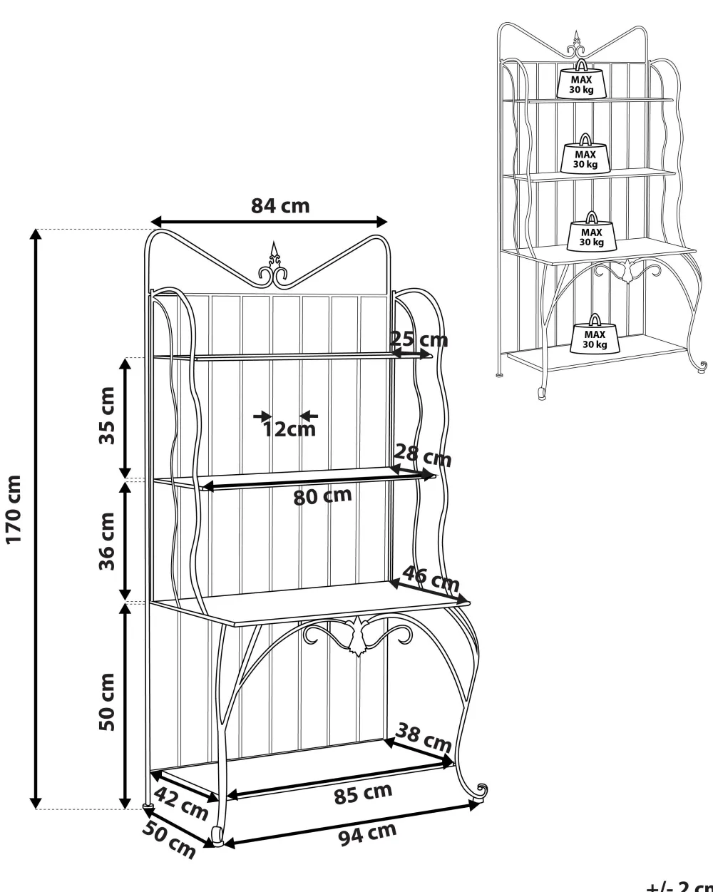 New Beliani Hylly Rauta 4 Hyllya Musta Pavona