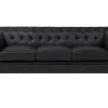 Sohvat<Beliani Iso Musta 3-Istuttava Keinonahkasohva Chesterfield