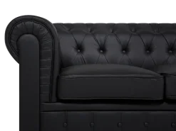 Sohvat<Beliani Iso Musta 3-Istuttava Keinonahkasohva Chesterfield