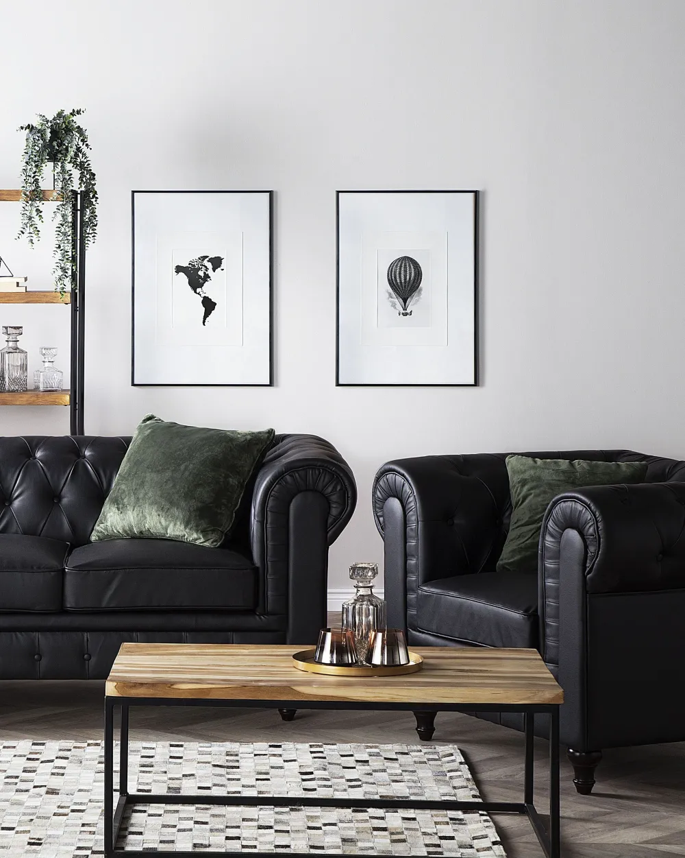 Nojatuolit<Beliani Iso Musta Keinonahkaverhoiltu Nojatuoli Chesterfield