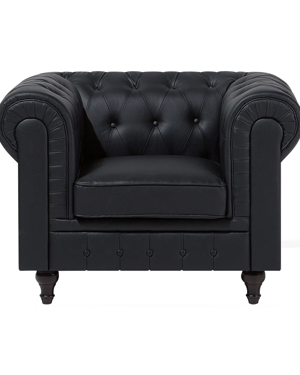 Nojatuolit<Beliani Iso Musta Keinonahkaverhoiltu Nojatuoli Chesterfield