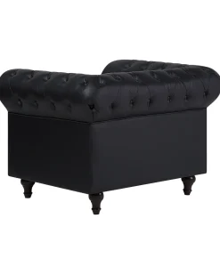 Nojatuolit<Beliani Iso Musta Keinonahkaverhoiltu Nojatuoli Chesterfield