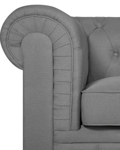 Nojatuolit<Beliani Iso Vaaleanharmaa Kangasverhoiltu Nojatuoli Chesterfield